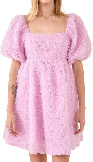 Floral Trim Puff Sleeve Dress | Nordstrom