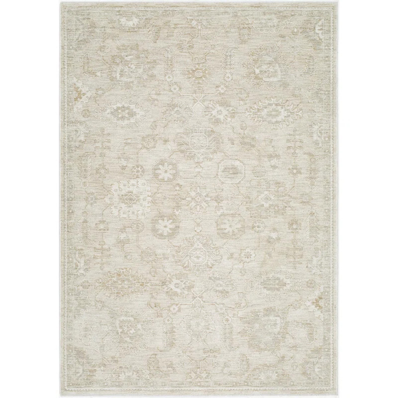 Teeken Oriental Machine Woven Polyester Area Rug in Light Silver/Ash | Wayfair North America