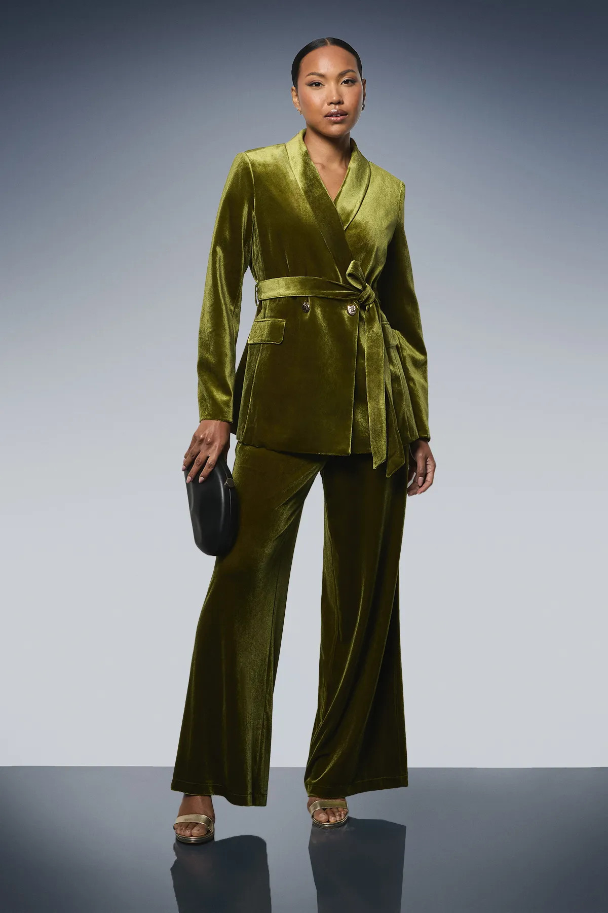 Trousers | Olive Velvet Wide Leg Trouser | Principles | Debenhams UK