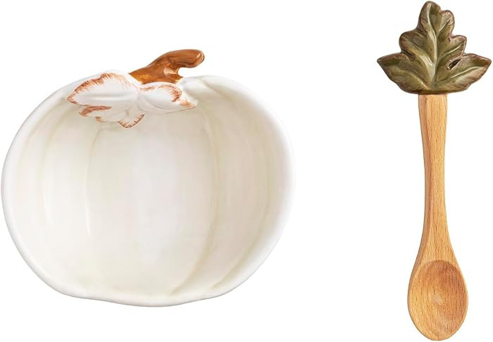 Mud Pie Thanksgiving White Pumpkin Dip Bowl Set | Amazon (US)