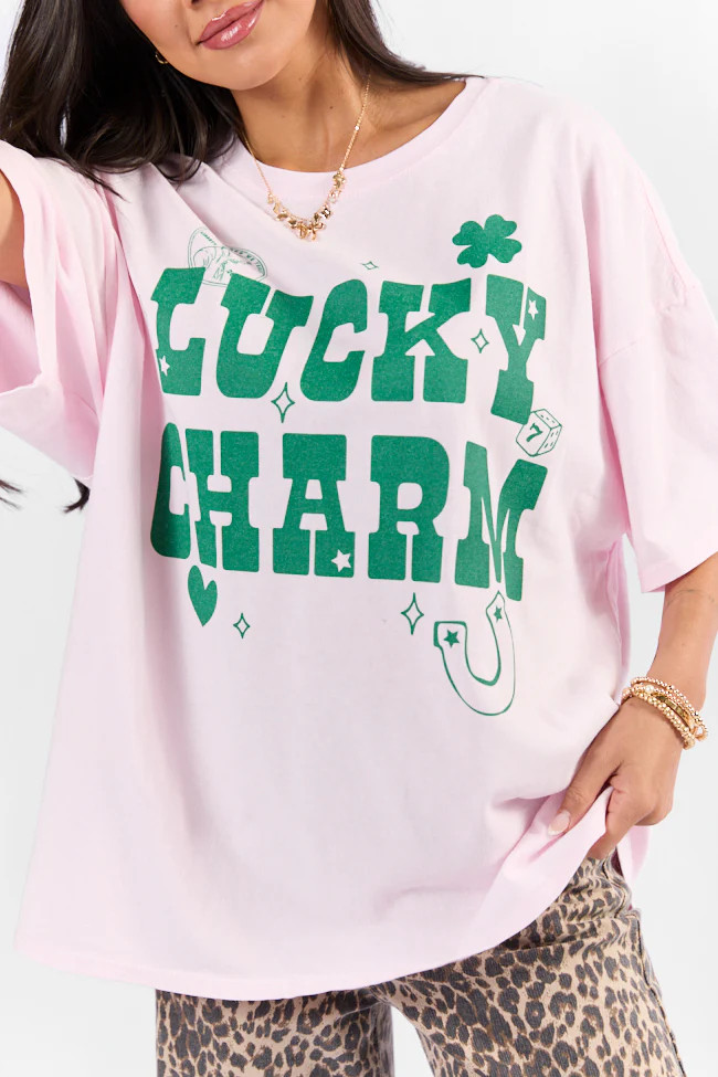 Lucky Charm Soft Pink Hyfve Oversized Graphic Tee | Pink Lily