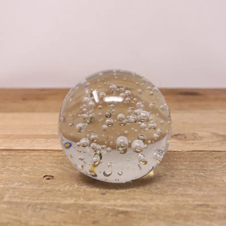 Vintage Clear Glass Controlled Bubble Globe Paperweight - Etsy | Etsy (US)