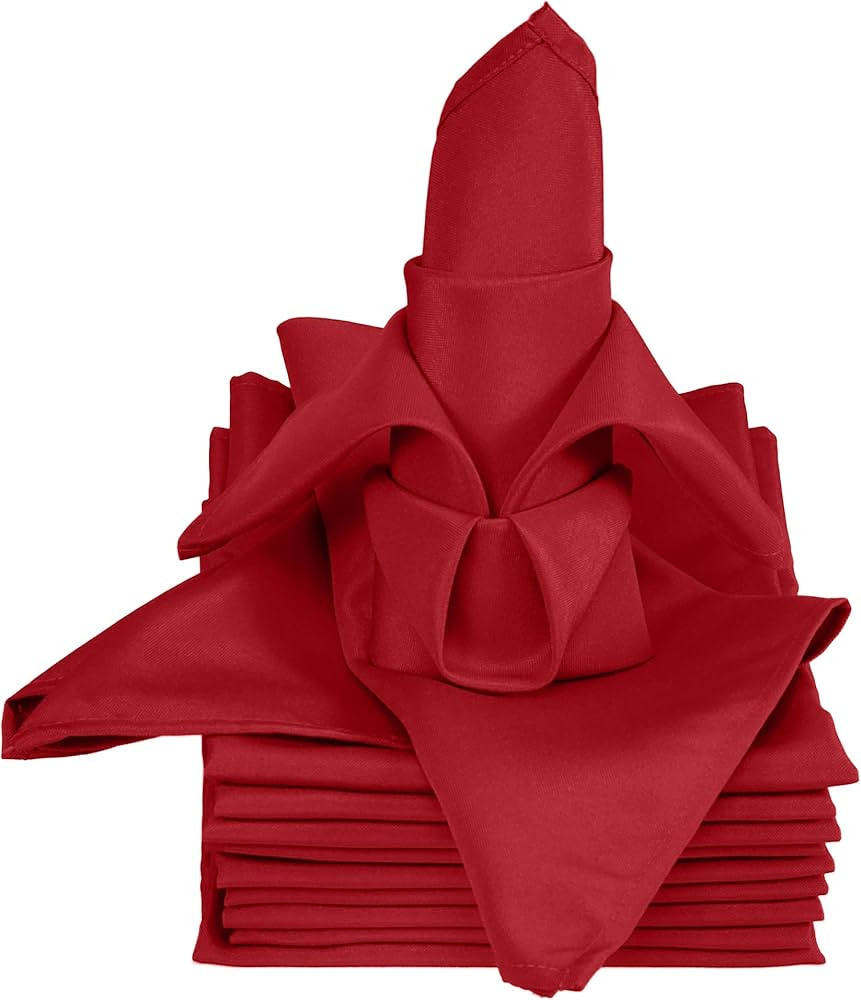 TableLinensforLess [12 Pack, Cherry Red] XL SimplyPoly Cloth Napkins 20x20 Inches, 100% Polyester... | Amazon (US)