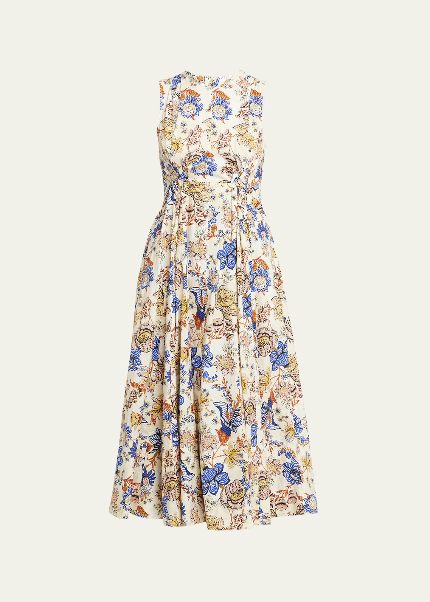 Ulla Johnson Kaiya Sleeveless Floral Poplin Fit & Flare Midi Dress | Bergdorf Goodman