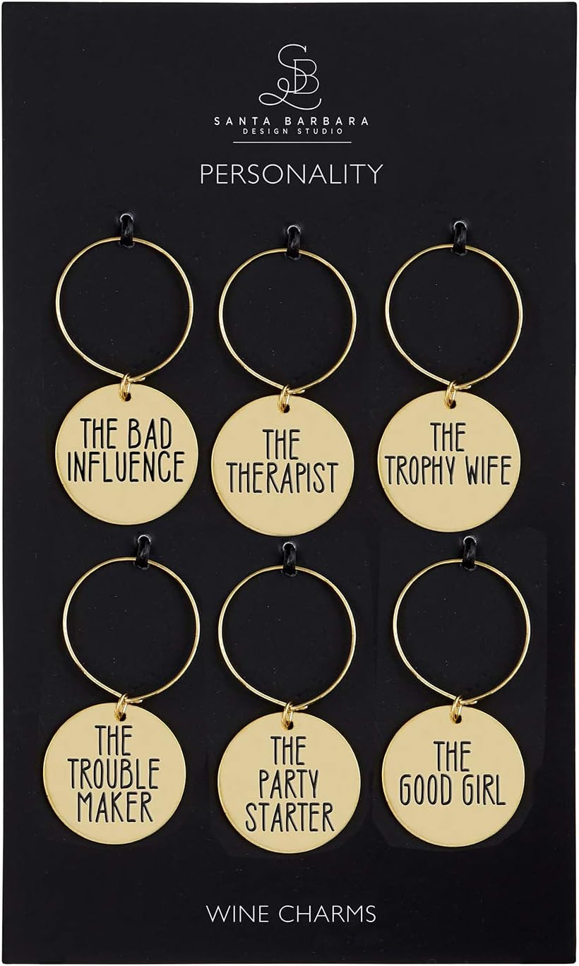 Santa Barbara Design Studio Zinc Alloy Wine Charms, Set of 6, Personality | Amazon (US)