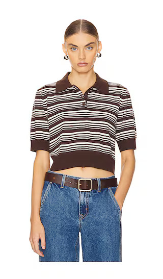 Sheeva Stripe Polo in Brown & Ivory | Revolve Clothing (Global)
