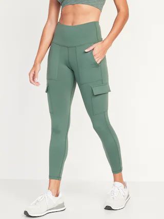 High-Waisted PowerPress Cargo 7/8-Length Compression Leggings for Women | Old Navy (US)