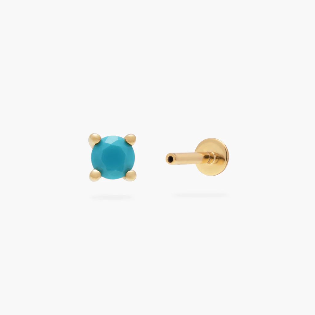 14K Turquoise Flatback Stud | Studs