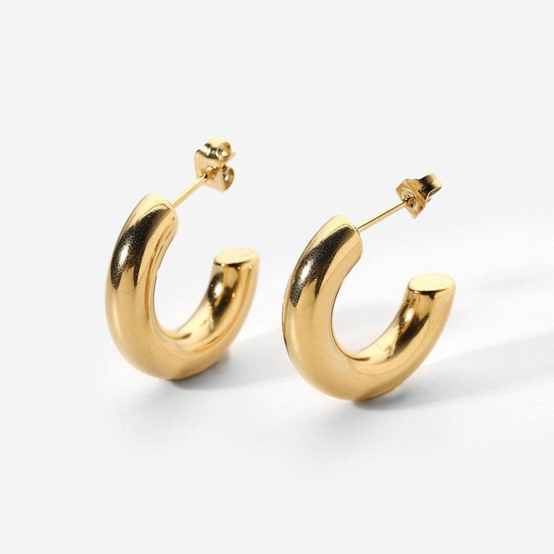 14K Gold Plated 20mm Hoop Earrings - Etsy | Etsy (US)