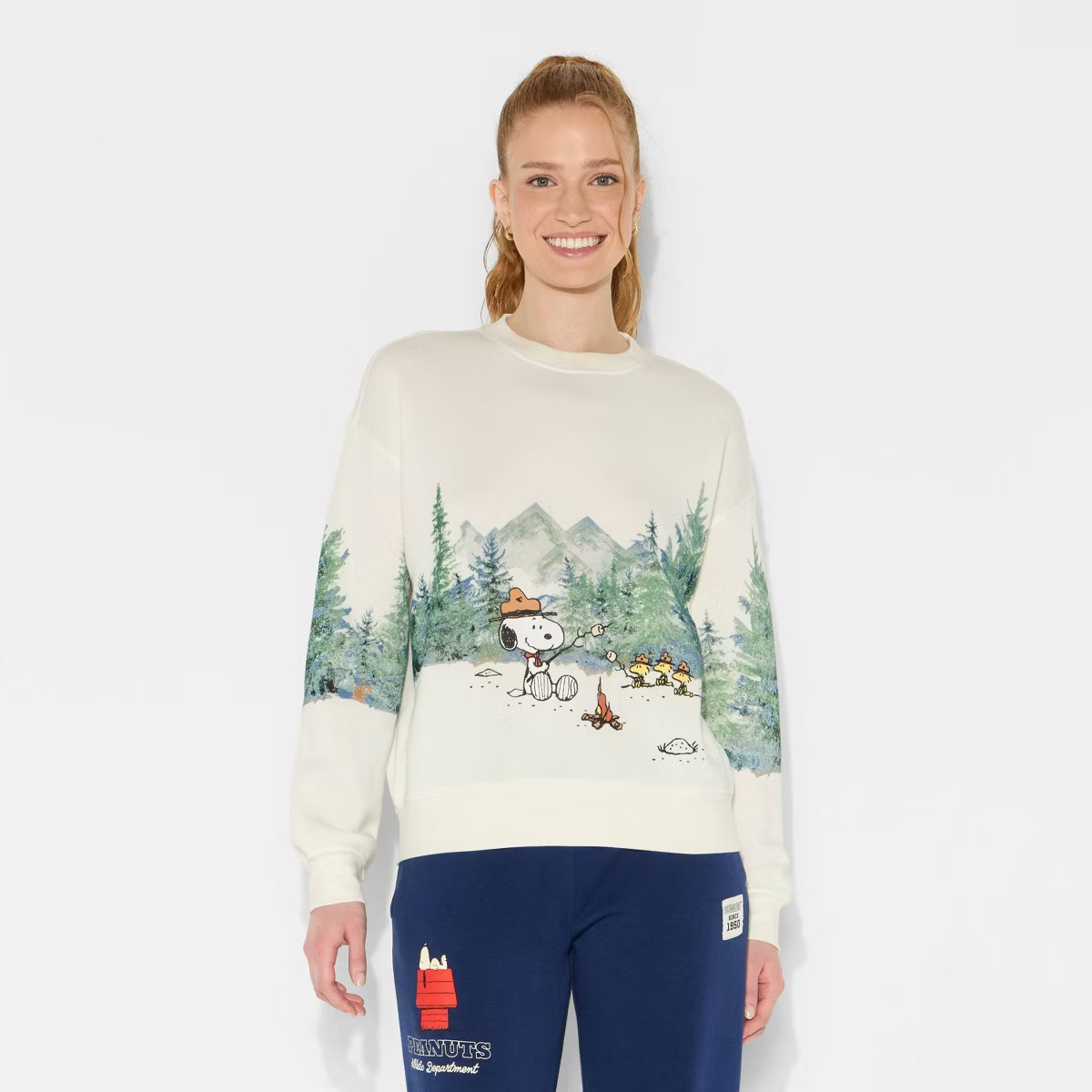 Women's Snoopy Fleece Graphic Pullover Sweatshirt - Cream | Target