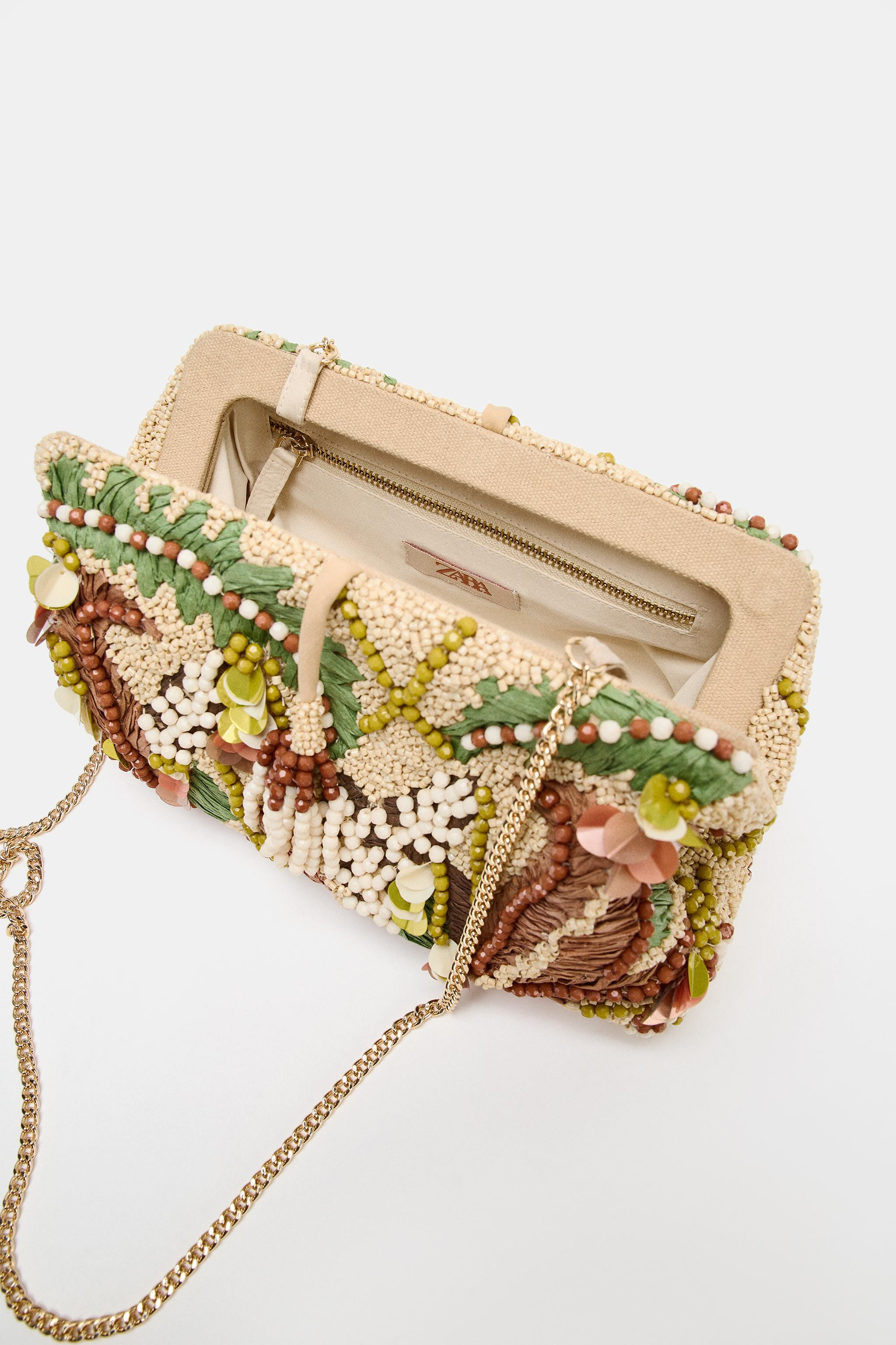 BEADED PRINT POUCH BAG | Zara UK