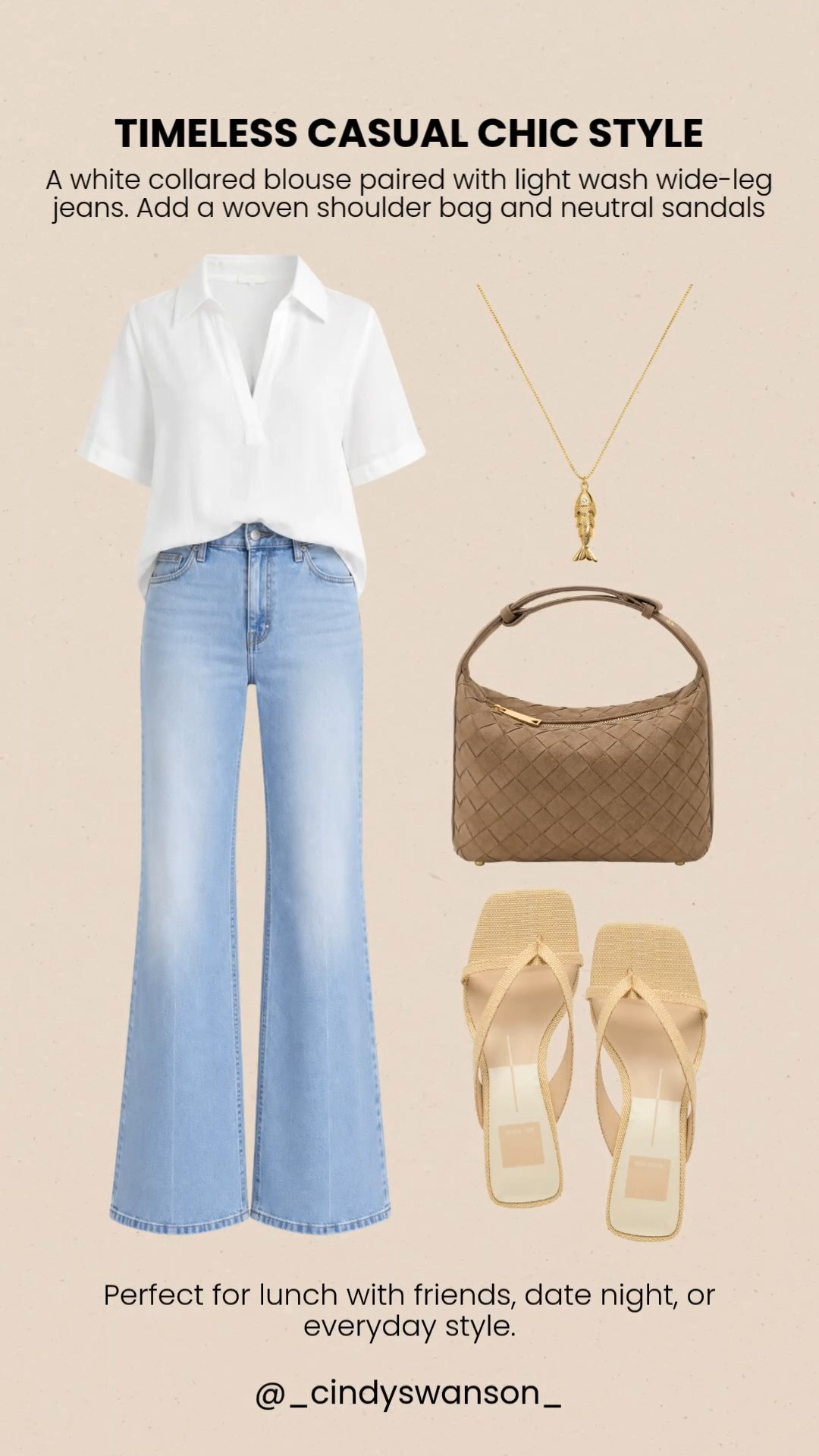 This is one of my favorite outfit formulas, an easy white blouse, light wash jeans, and neutral accessories. It’s timeless, flattering, and works for everything from lunch with friends to date night or casual Fridays.

💡 LTK MADE EASY
❤️ Heart = Support my posts!
🔖 Save = Get sale & restock alerts
📋 Lists = Keep favorites organized
📲 Share = Send lists and products to a friend. Hello, Christmas List!
💬 Comment = Ask me anything about what I’m wearing.:-) 

 #LTKootd #LTKSeasonal #LTKOver40