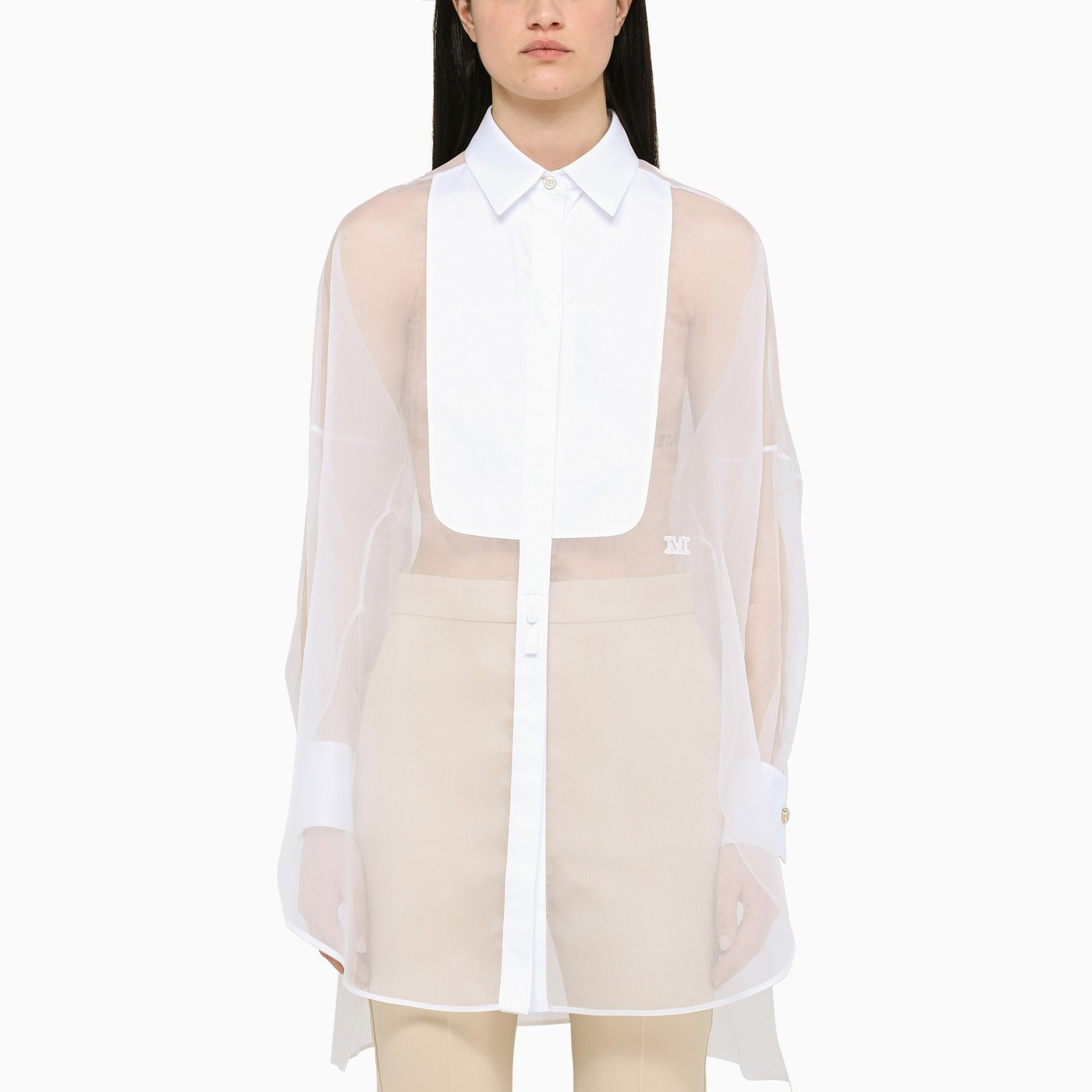 White semi-transparent Scireo blouse | The Double F