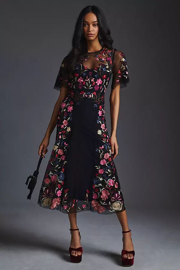 By Anthropologie Embroidered Floral Dress By By Anthropologie in Assorted Size 0 | Anthropologie (US)