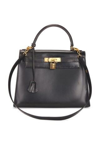 hermes Hermes 1978 Box Kelly 28 Handbag in Noir - Black. Size all. | FWRD 