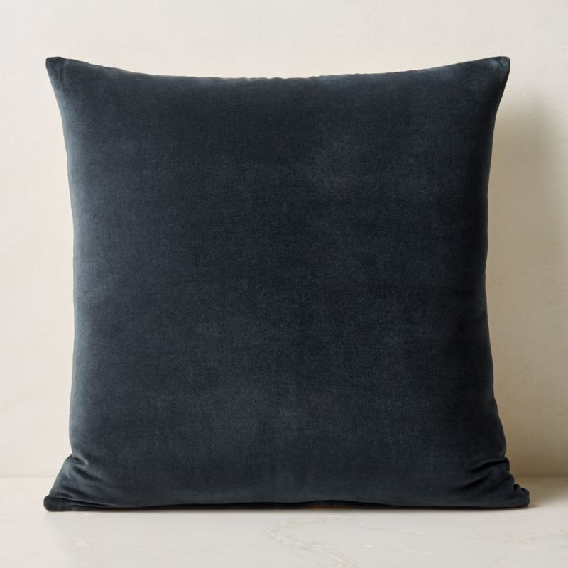 Leisure Dark Teal Velvet Modern Throw Pillow with Feather-Down Insert 23'' + Reviews | CB2 | CB2