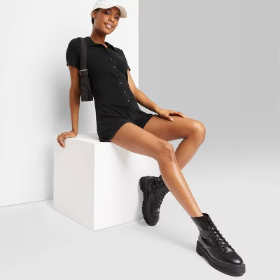 Women's Short Sleeve Button-Front Romper - Wild Fable™ | Target