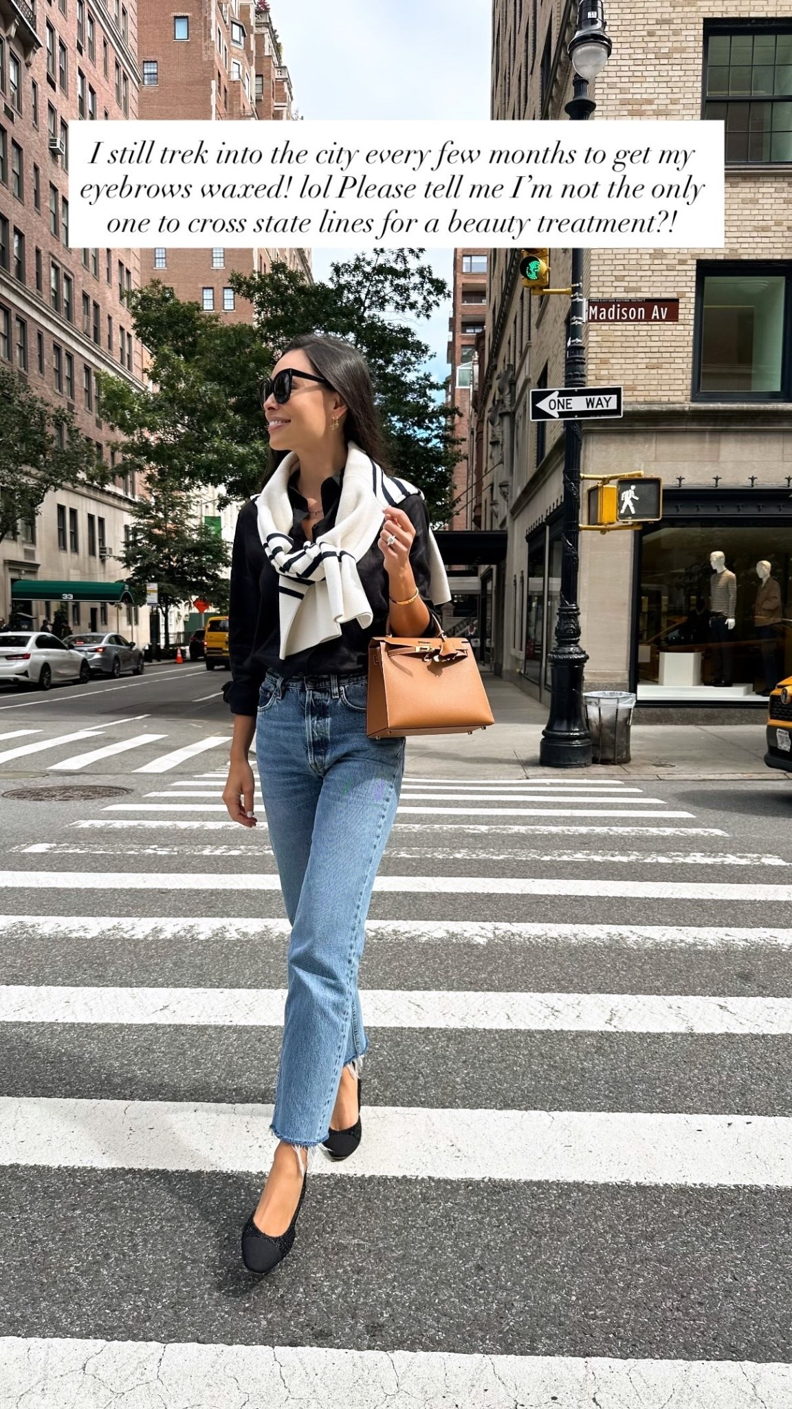 Fall outfit, Toteme jeans, NYC style, Chanel sling back pumps.
