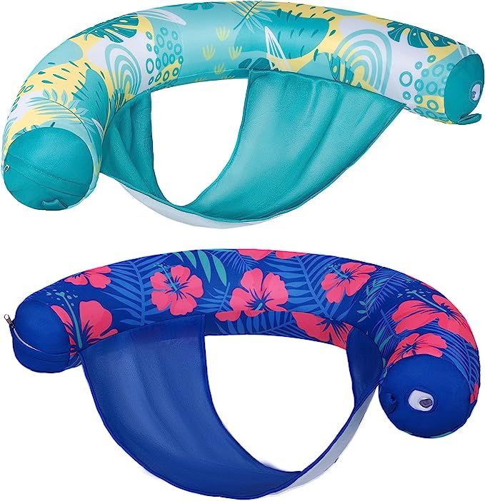 Sloosh Inflatable Pool Float Chairs, 2 Packs Floating Noodle Chair with Tropical Leaves Design So... | Amazon (US)