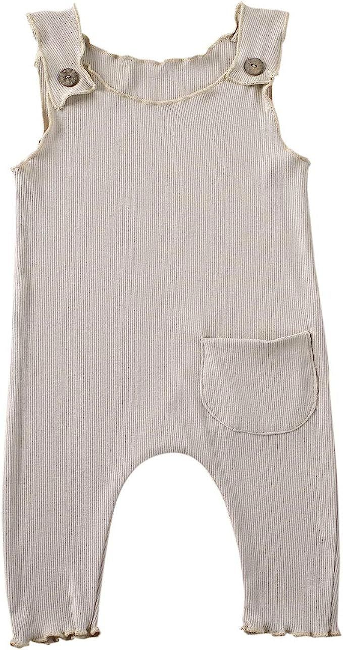 Baby Girls Boys Romper Solid Color Sleeveless/Long Sleeve Jumpsuit Bodysuit One Piece Pajamas Clo... | Amazon (US)