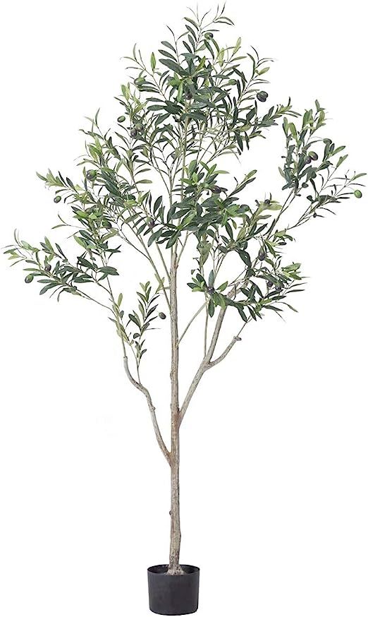 Bluecho 5.8FT Faux Olive Tree Potted Silk Artificial Fruit Plants Trees in Pots for Home Decor In... | Amazon (US)