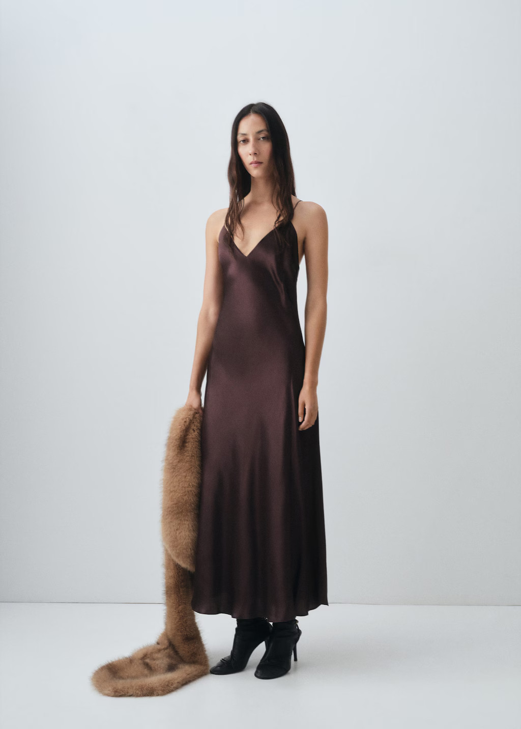 Silk satin dress brown - Woman - 2 - MANGO | Mango (US/MX/AU)
