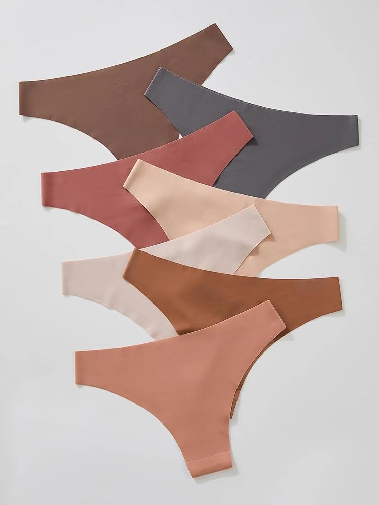 7-Pack Mid Rise Seamless Tanga for Women's Underwear, Comfortable Breathable Panties with Multi-C... | Amazon (US)