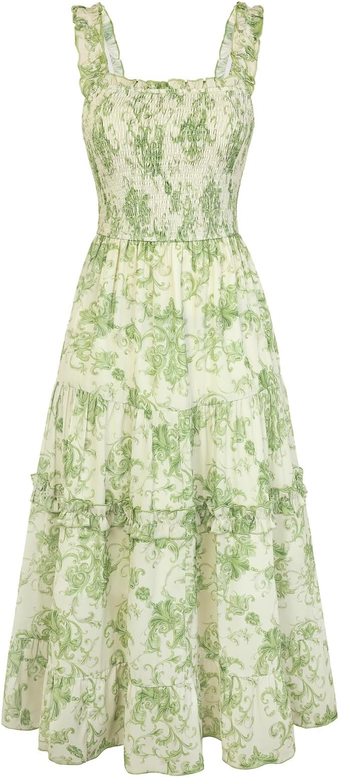 SCARLET DARKNESS Floral Dress for Women 2026 Flowy Sundress Smocked Cottagecore Dresses | Amazon (US)