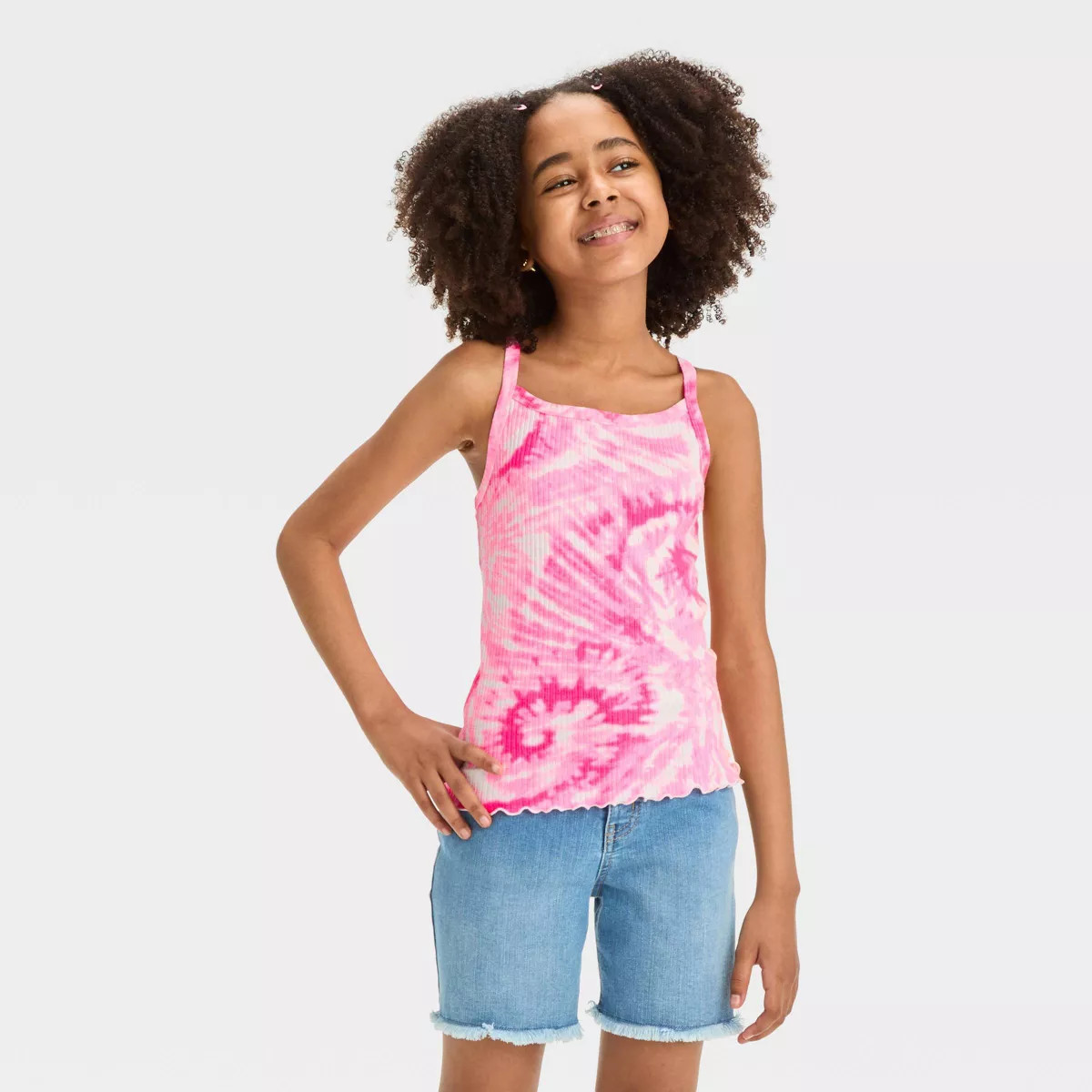Girls' Tie-Dye Ribbed Tank Top - Cat & Jack™ Pink S | Target