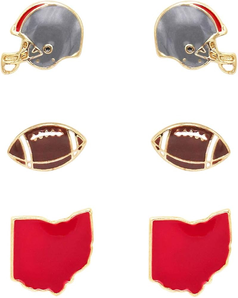 Rosemarie Collections Women's Game Day College Football Enamel Set Of 3 Pairs Collegiate Fashion ... | Amazon (US)
