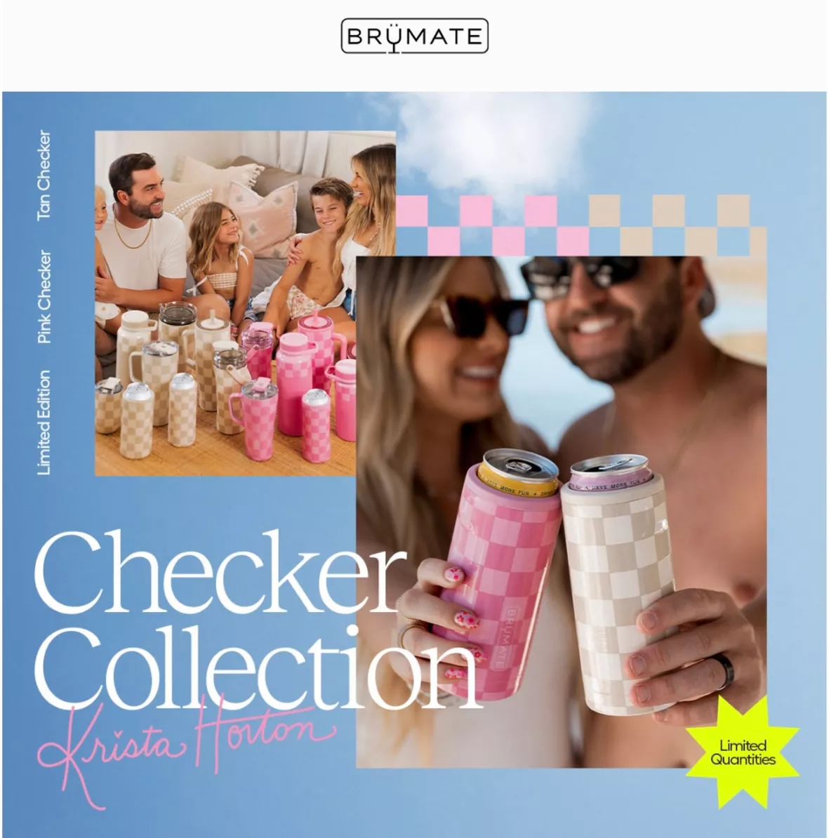NEW Brumate x Krista Horton Collab Toddy 22 oz Pink Checker Checkered  Collection