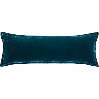 HiEnd Accents Stella Faux Silk Velvet Lumbar Pillow, 14x42 inch, Teal, Romantic Western Modern Tr... | Amazon (US)
