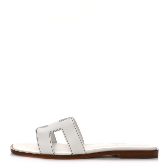 HERMES Box Calfskin Oran Sandals 36 White | FASHIONPHILE (US)