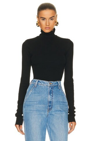Eterne Cropped Fitted Turtleneck Top in Black | FWRD 
