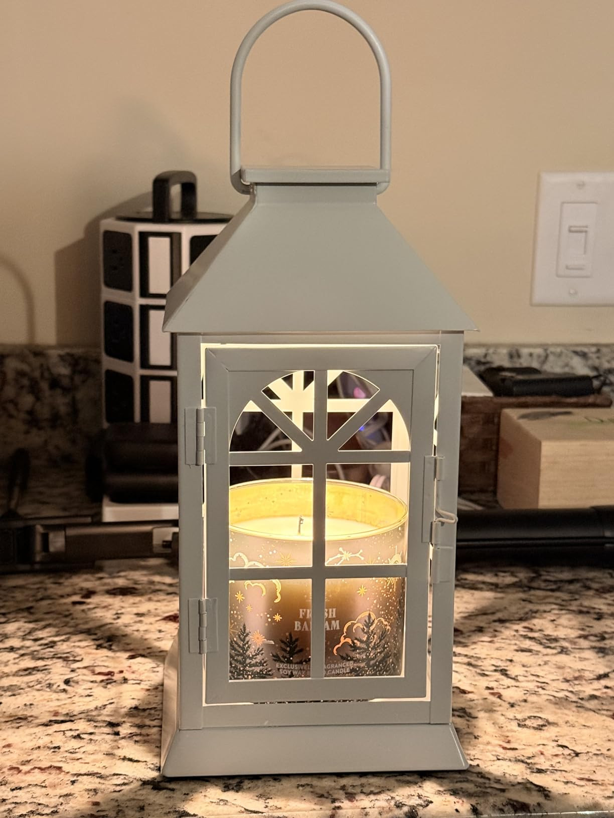 Candle Warmer Lamp with Timer,Cande Warmer Lantern for Jar Candle,Dimmable Candle Lamp Warmer Farmhouse Heat Lamp with 2 Bulbs,Auto Shut Off & Adjustable Brightness-White | Amazon (US)