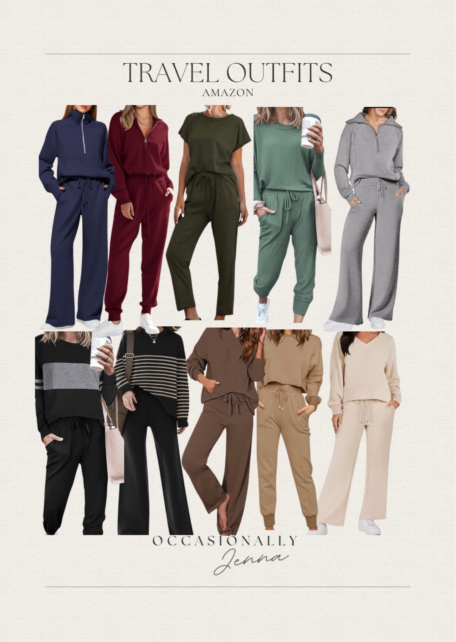 Travel outfits, all from Amazon.



Airport outfits, travel outfits, lounge sets, sweatpants, sweaters, pullover, sweatshirt, hoodie, chic airport outfit, chic lounge outfit, stylish airport outfit, stylish lounge outfit, errands outfitt

#LTKstyletip #LTKfindsunder100 #LTKtravel