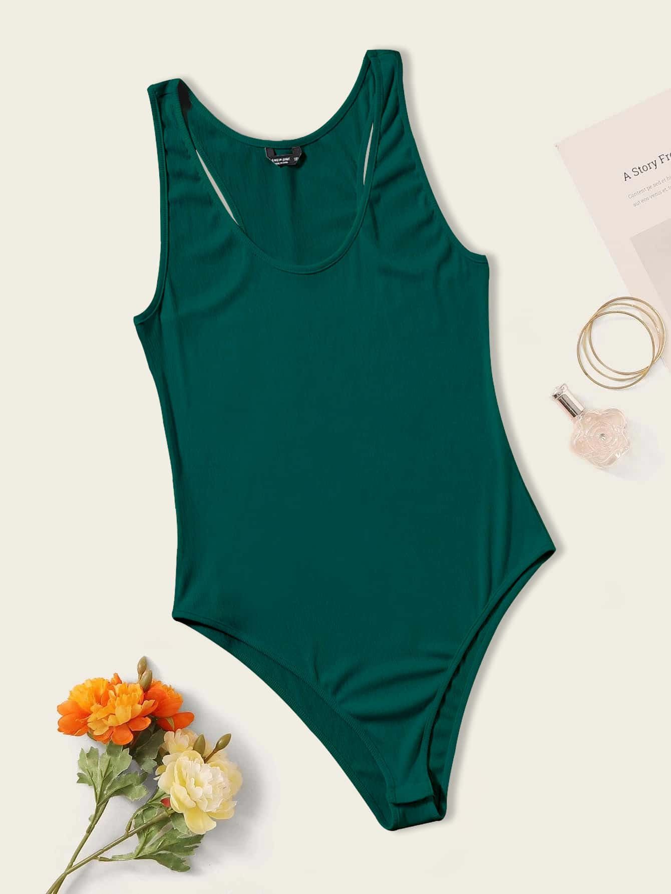 Plus 1pc Solid Tank Bodysuit | SHEIN