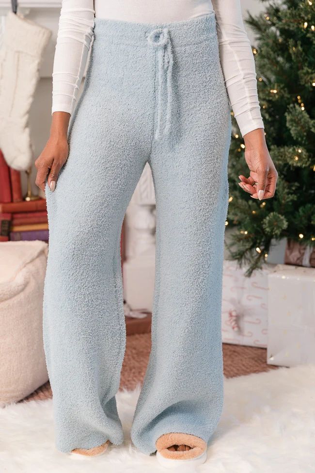 Movies and Chill Light Blue Fuzzy Lounge Pants DOORBUSTER | Pink Lily