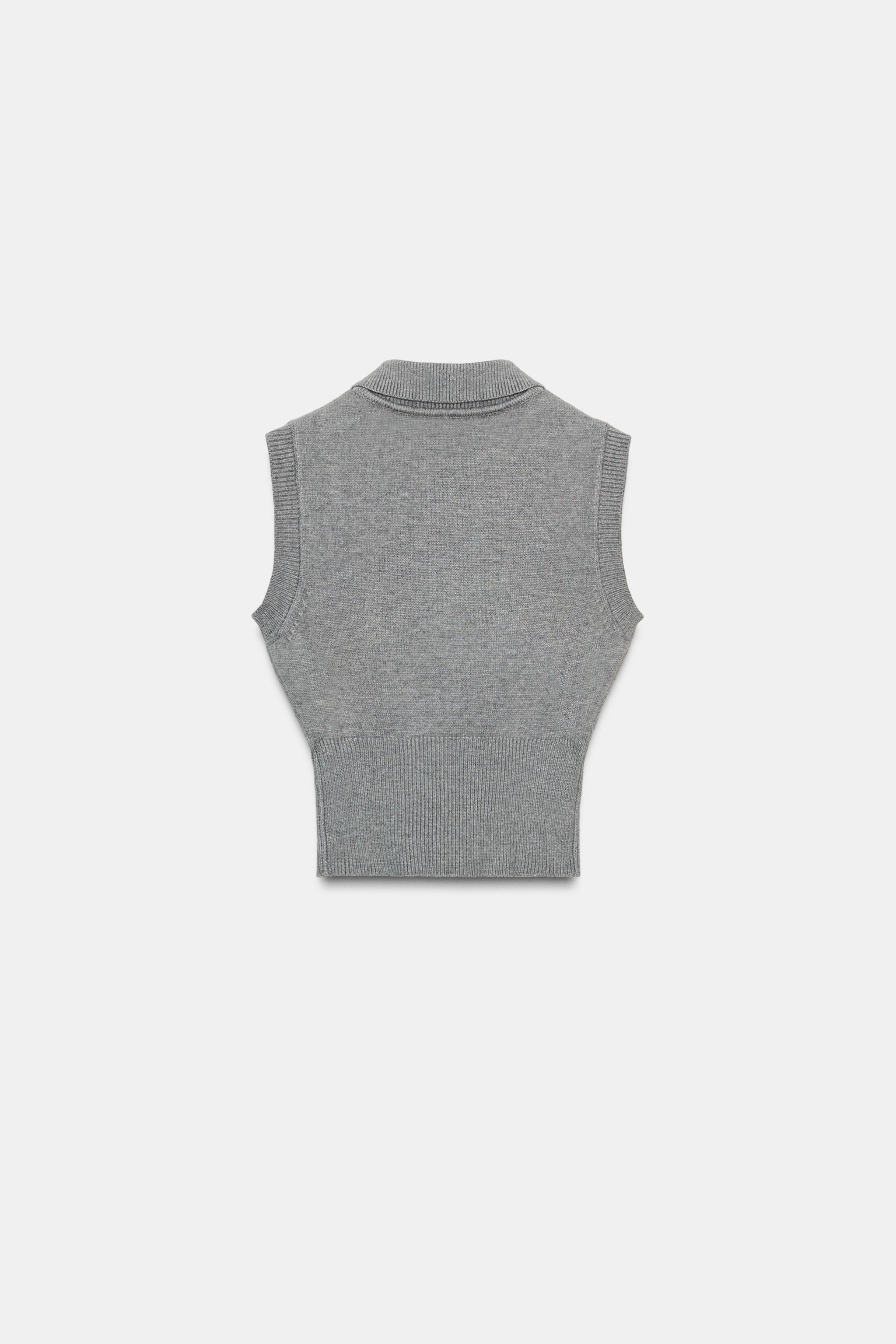 KNITTED POLO COLLAR TANK TOP | Zara UK