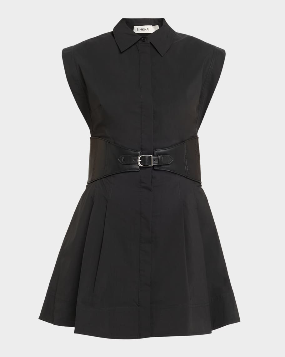 Adler Sleeveless Belted Mini Shirtdress | Neiman Marcus