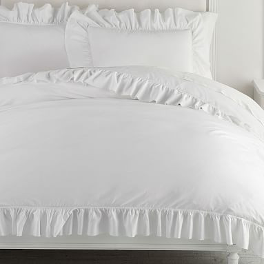 Washed Cotton Ruffle Organic Duvet Cover & Sham | Pottery Barn Teen | Pottery Barn Teen