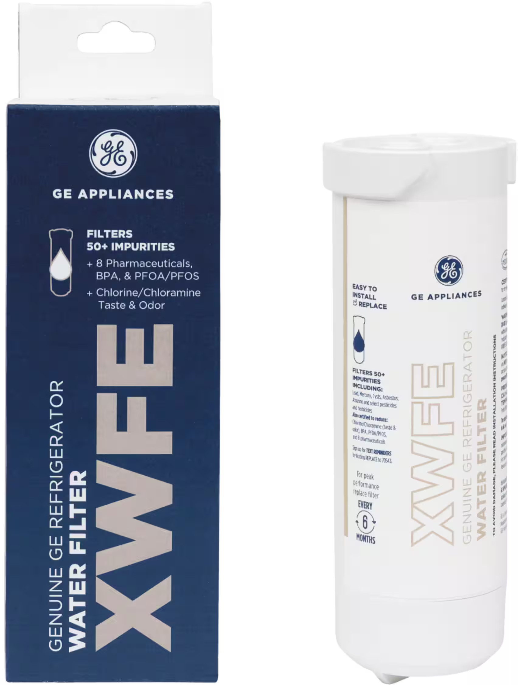 GE - Genuine XWFE Refrigerator Water Filter For Select French Door & Side-by-Side Models - White | Best Buy U.S.