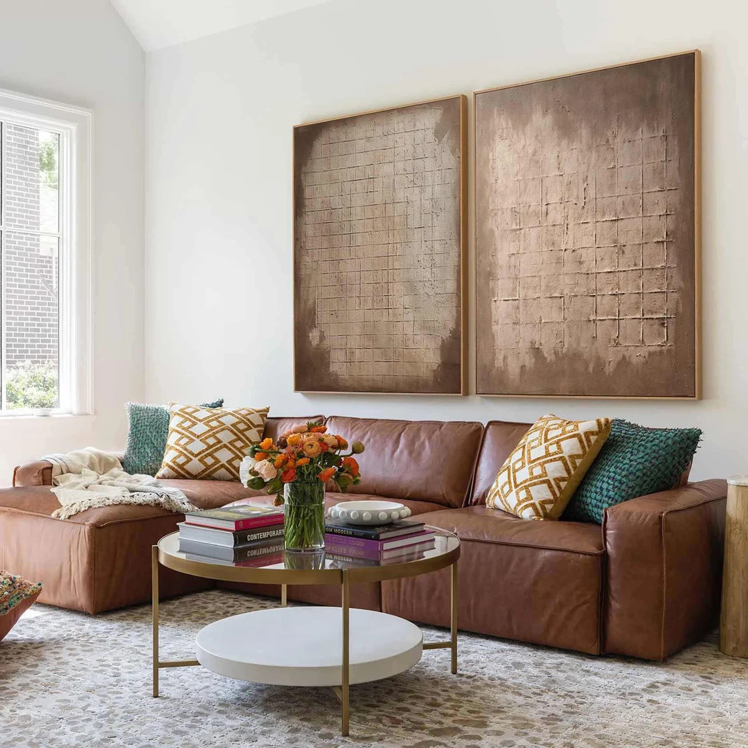 Wabi-Sabi Wall Art A pair brown wall art Set of 2 brown wall painting 2 piece brown abstract art ... | Etsy (US)