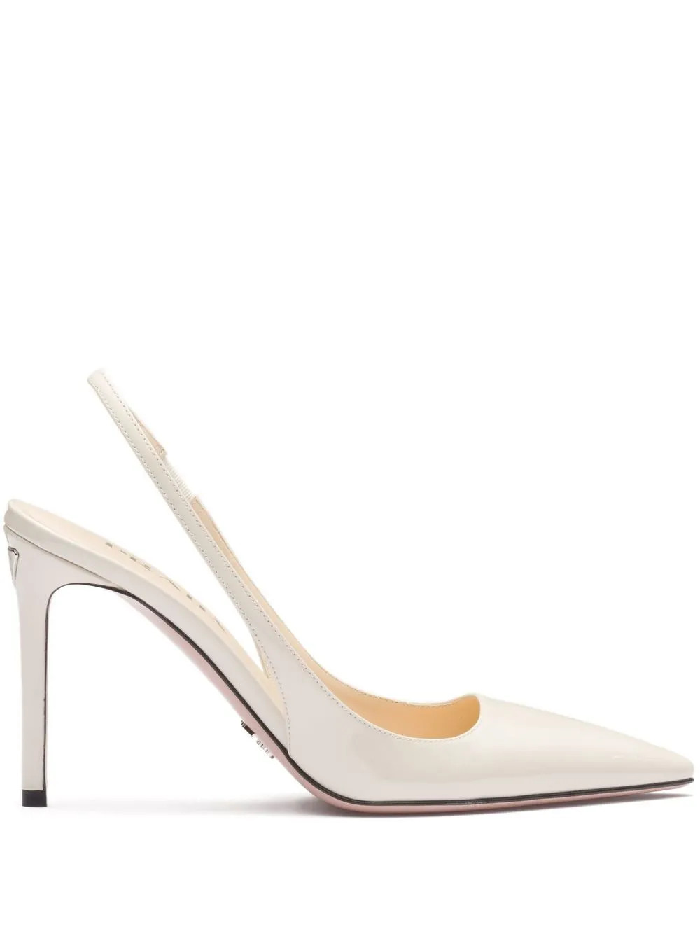 triangle logo leather slingback pumps | Farfetch Global
