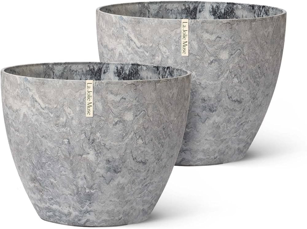 LA JOLIE MUSE Flower Pot Large Garden Planters -14.2 inch Pack 2 Outdoor Indoor, Outdoor Planters... | Amazon (US)