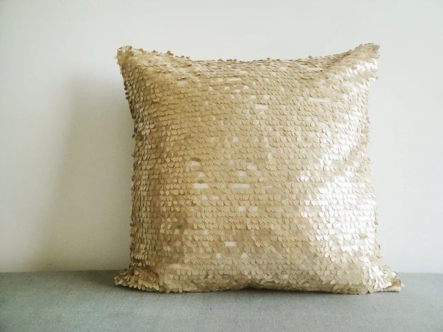 Dancing Gold Sequin Pillow Cover , Gold Holiday Decor , Gold Throw Pillow , Gold Decorative Pillow,  | Etsy (US)