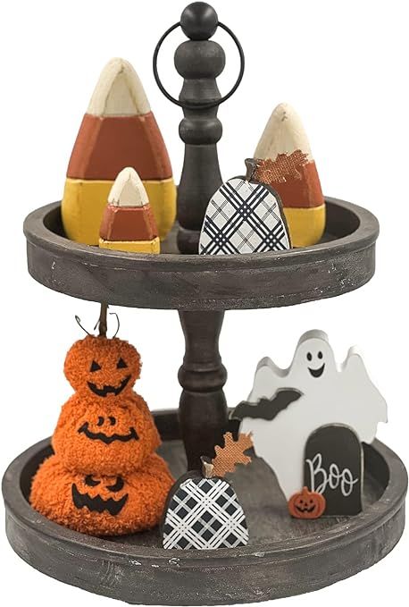 Halloween Tiered Tray Decor Bundle, 7-Pieces, Farmhouse Decor, Farmhouse Tiered Tray Decor, House... | Amazon (US)