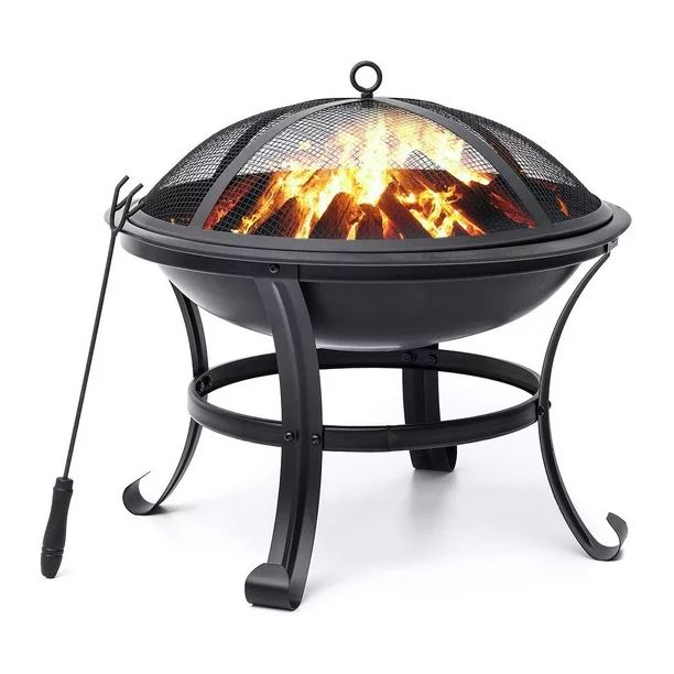 SinglyFire 22 inch Fire Pit for Outside Portable Wood Burning Fire Pit Outdoor Small Firepit Bowl... | Walmart (US)