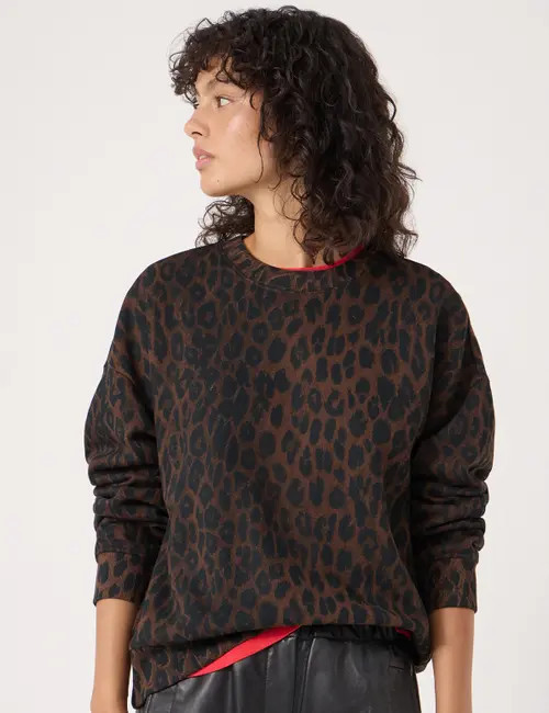 Hush Leopard Print Sweatshirt in Soft Leopard at Nordstrom, Size X-Large | Nordstrom