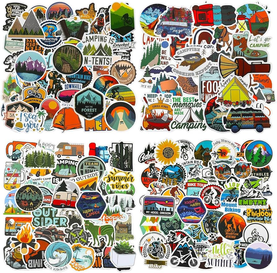 200 Pieces Vinyl Waterproof Wilderness Nature Stickers Hiking Camping Travel Decals for Water Bot... | Amazon (US)